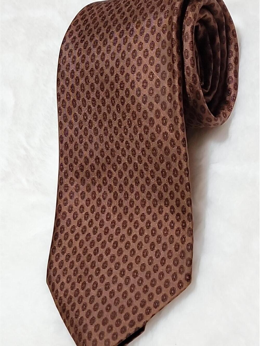 BALLY International Men's Silk  Brown  Dots Pattern Tie 57"